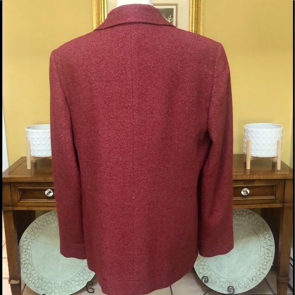 Vtg Talbots Women’s Plus Wool Silk Blend red Orange Tweed Blazer Made In USA 14 - Picture 9 of 16